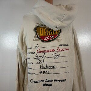 Tom Brady Brand Hoodie Sweatshirt Mens Size L Beige NFL Draft Pick